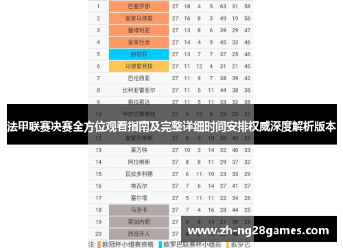 法甲联赛决赛全方位观看指南及完整详细时间安排权威深度解析版本